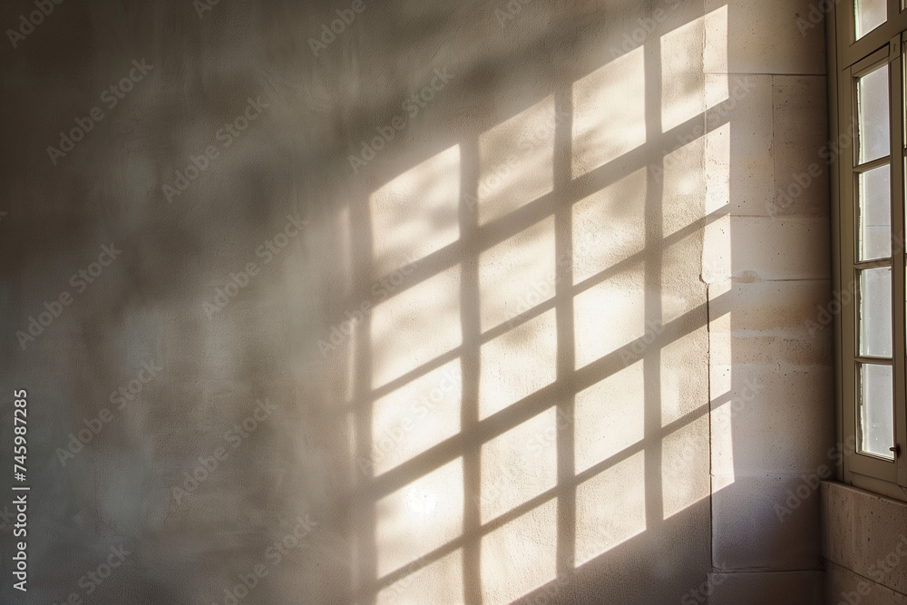 Light and shadows from window on wall indoors Light and shadows from window on wall indoors
