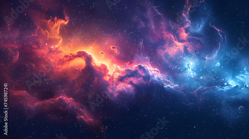 Colorful Space background, Space View, Light Behind the cloud, Generative AI