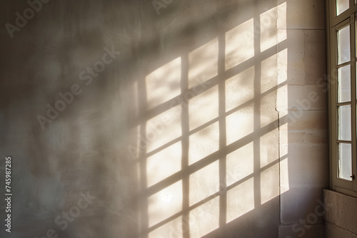 Light and shadows from window on wall indoors