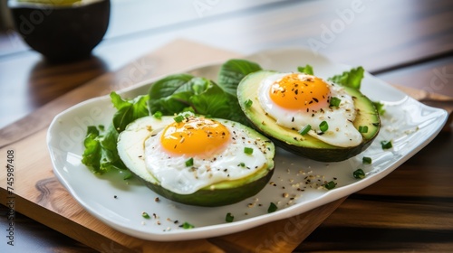 Enjoy a tasty breakfast with eggs and avocado
