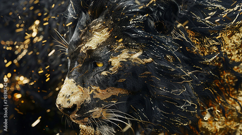  papel de parede de poder do leão dourado com extremidade preta