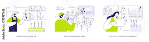 Smart farming technologies abstract concept vector illustrations.