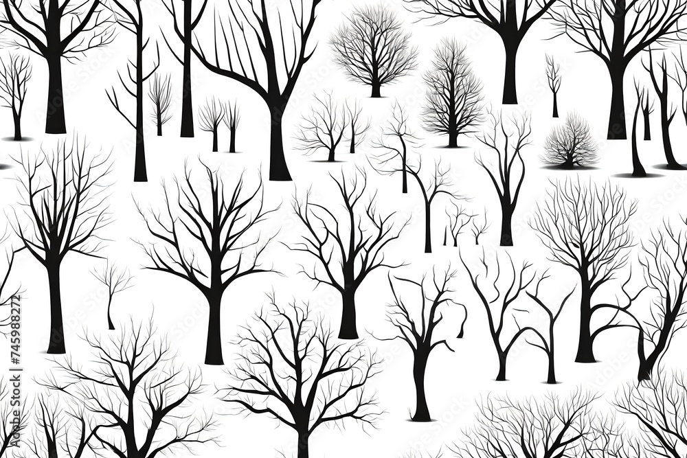 tree silhouettes on white background Vector