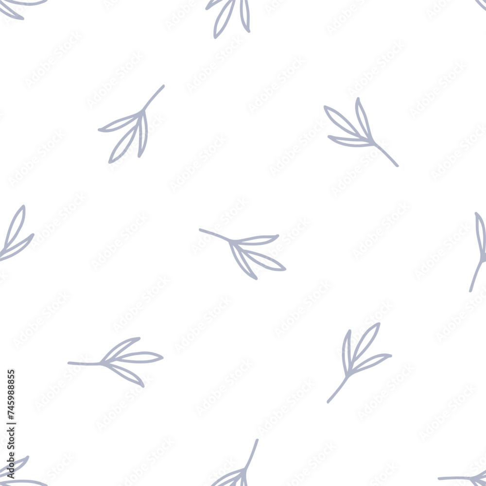 Fototapeta premium Seamless pattern with boho outline leaves