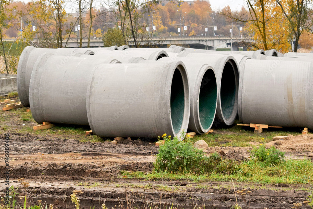 storage of large-diameter concrete sewer pipes storage of large-diameter concrete sewer pipes