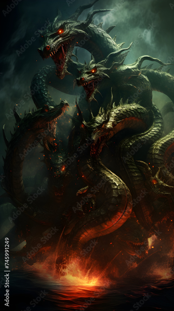 The Lernaean Hydra: Brutal Serpent Beast from Greek Mythology Unleashed