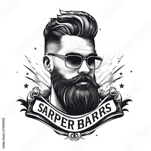 barber shop vector logo design
