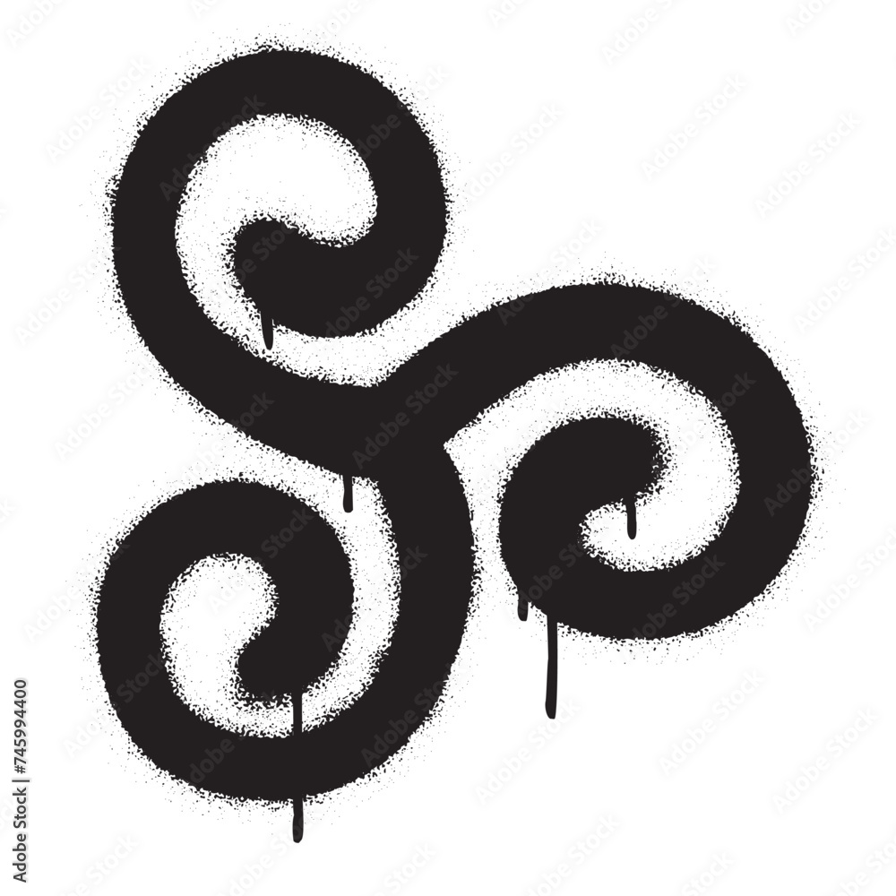 Spray graffiti Triskelion, an ancient religious European (Slavic, Celtic) symbol. Spray graffiti Triskelion, an ancient religious European (Slavic, Celtic) symbol.