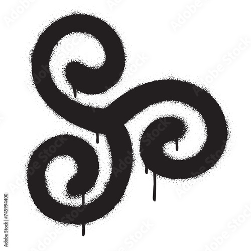Spray graffiti Triskelion, an ancient religious European (Slavic, Celtic) symbol.