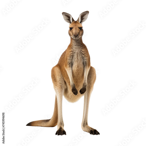 Kangaroo standing isolated on transparent or white background © Luckyphotos
