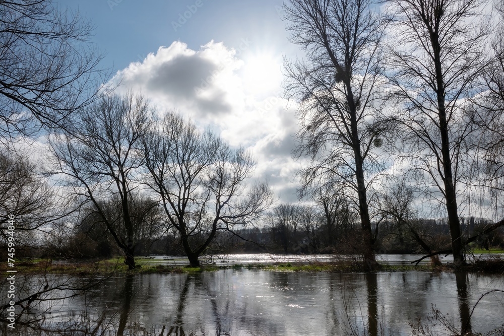 view of the River Avon at Salisbury Wiltshire England when it burst its banks in Winter 2024 view of the River Avon at Salisbury Wiltshire England when it burst its banks in Winter 2024