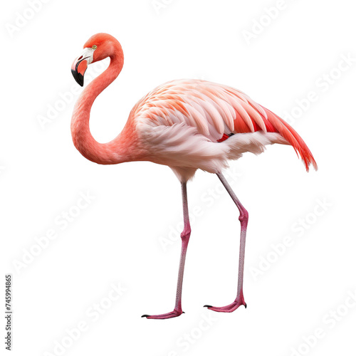 Portrait of Flamingo isolated on transparent or white background