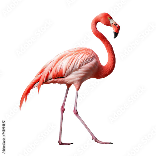 Portrait of Flamingo isolated on transparent or white background