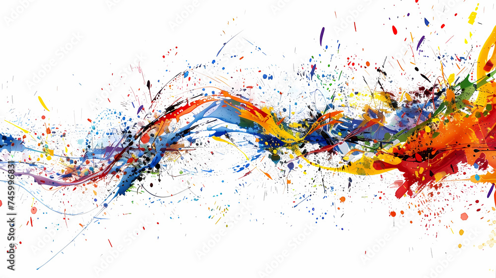 Colorful Abstract Paint Splatter Streak on White Background Colorful Abstract Paint Splatter Streak on White Background