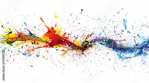 Colorful Abstract Paint Splatter Streak on White Background