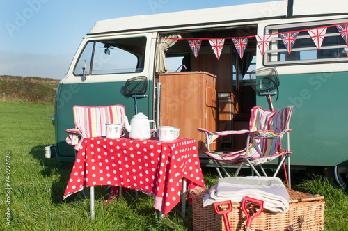 A summer picnic with a campervan