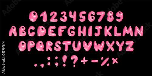 Fotografie Glossy 3D pink bubble font in Y2K style