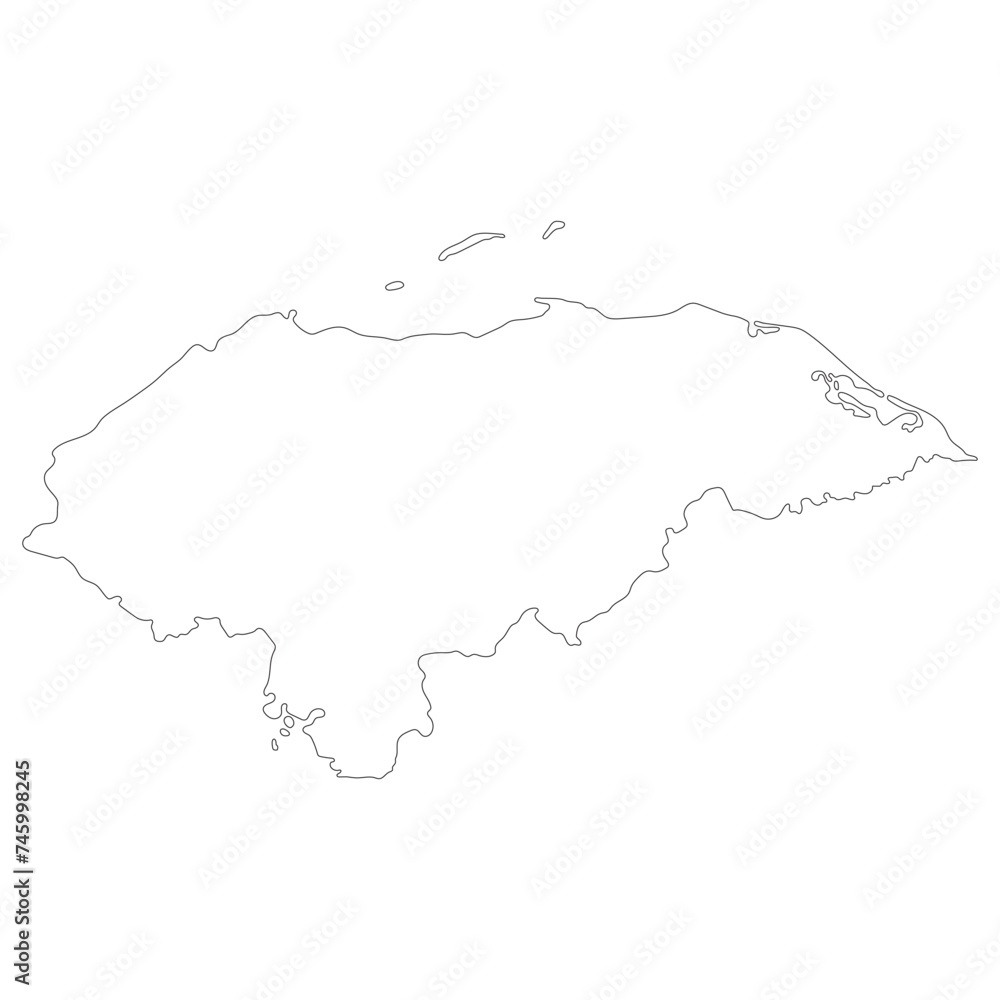 Honduras map. Map of Honduras in white color