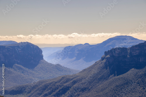 Photograph of the large and beautiful Grose Valley in Blackheath in the Blue Mountains in New South Wales in Australia