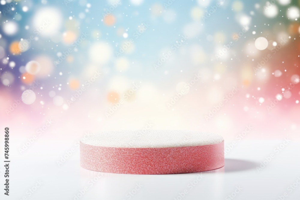 3D Podium with background soft bokeh, podium for product presentation, geometric shape for product display presentation, stage showcase, promotion display, Christmas, New year. 3D Podium with background soft bokeh, podium for product presentation, geometric shape for product display presentation, stage showcase, promotion display, Christmas, New year.