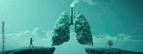 World No Tobacco Day Concept, anti smoking, and no smoking. lungs health care clinical hospital and respiratory cancer banner with copy space area