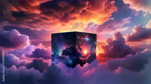 Sky in a mystic galaxy world where apostles decode the secrets of a black box unveiling cosmic truths photo