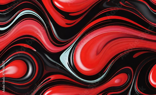 Licuar remolino rojo, patrón de estilo de corte de papel abstracto de color negro. Textura de patrón de diseño de azulejos decorativos de pared y suelo de mármol ondulado colorido. Fondo colorido.