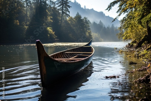 empty wooden boat in the water