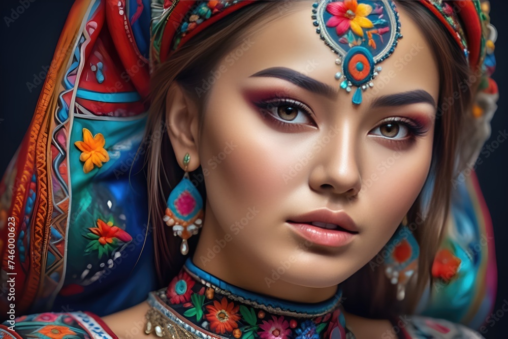Uzbek woman in traditional Uzbek clothing
