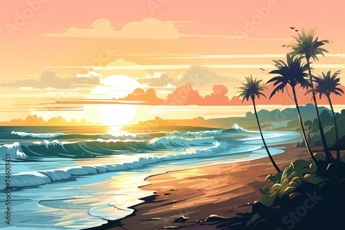 palm trees on the shore  illustration