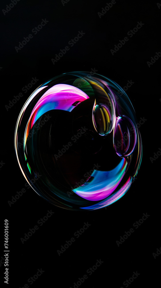 Vibrant Soap Bubble on Black Background Vibrant Soap Bubble on Black Background