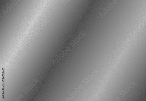 Silver metallic foil texture background. Shine grey metal. Smooth gradient. Speckled texture. Glowing blank metal backdrop. Copy space.