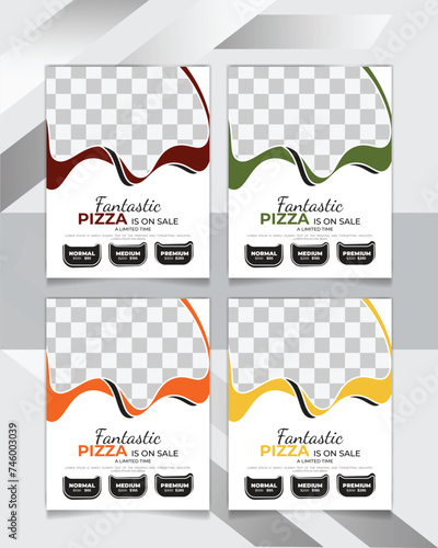 Simple pizza flyer design and restaurant food menu Banner or poster promotion template