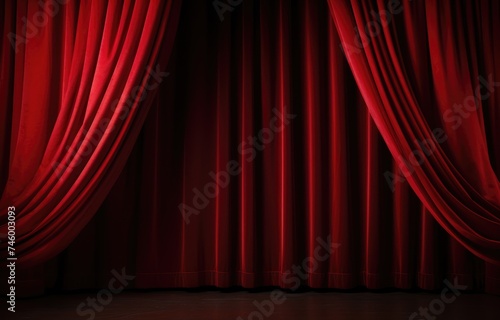 Wallpaper Mural Red theater curtain. Luxurious silky velvet tiled drapes texture. Torontodigital.ca