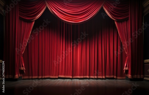 Wallpaper Mural Red theater curtain repeat pattern for performance or promotion backdrop.  Luxurious silky velvet tile drapes texture. Torontodigital.ca