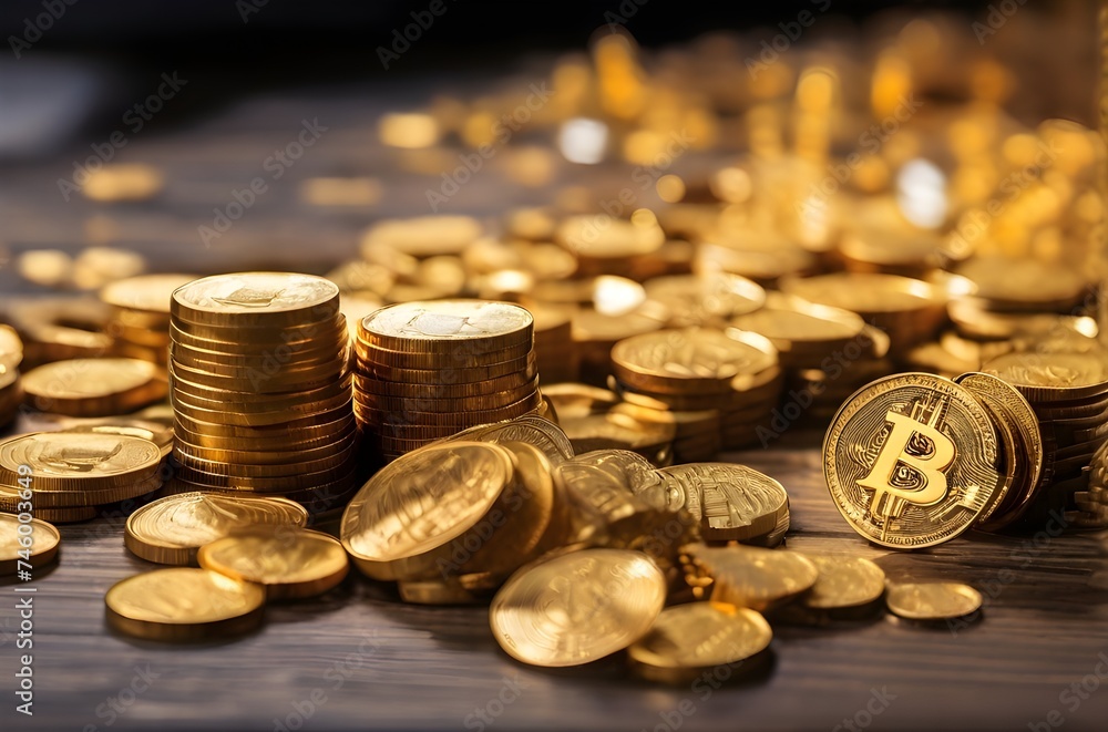 coins on a black background.generative ai coins on a black background.generative ai