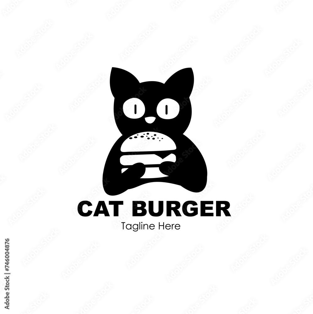 cat burger logo design concept