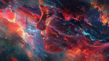 Colorful Nebula Woman Portrait