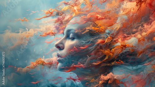 Colorful Nebula Woman Portrait