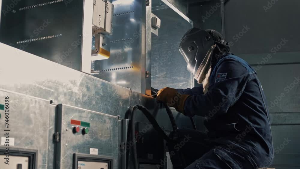 Welder at a plant for the production of equipment Welder at a plant for the production of equipment