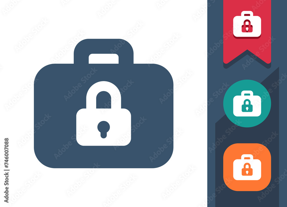 Briefcase Icon. Suitcase, Luggage, Baggage, Lock, Locked, Security Briefcase Icon. Suitcase, Luggage, Baggage, Lock, Locked, Security