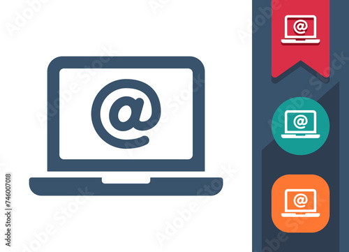 Laptop Icon. Computer, @, Web Browser, Internet