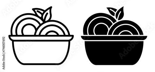 Pasta icon in filled and outlined style on white background