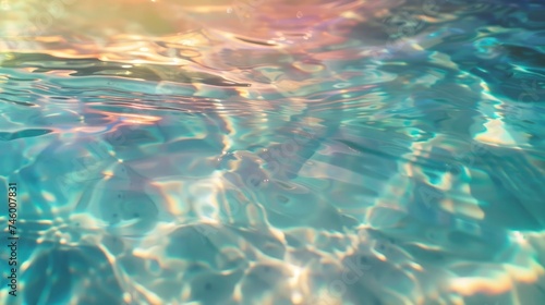 Mesmerizing Seaside Serenity, Abstract Blur of Light on Clear Ocean Waters Creates a Colorful Close-Up Background