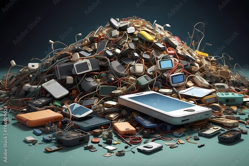 A large pile of electronic waste A large pile of electronic waste