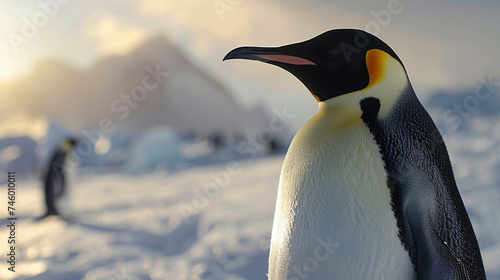 An Emperor penguin showcasing its intricate plums