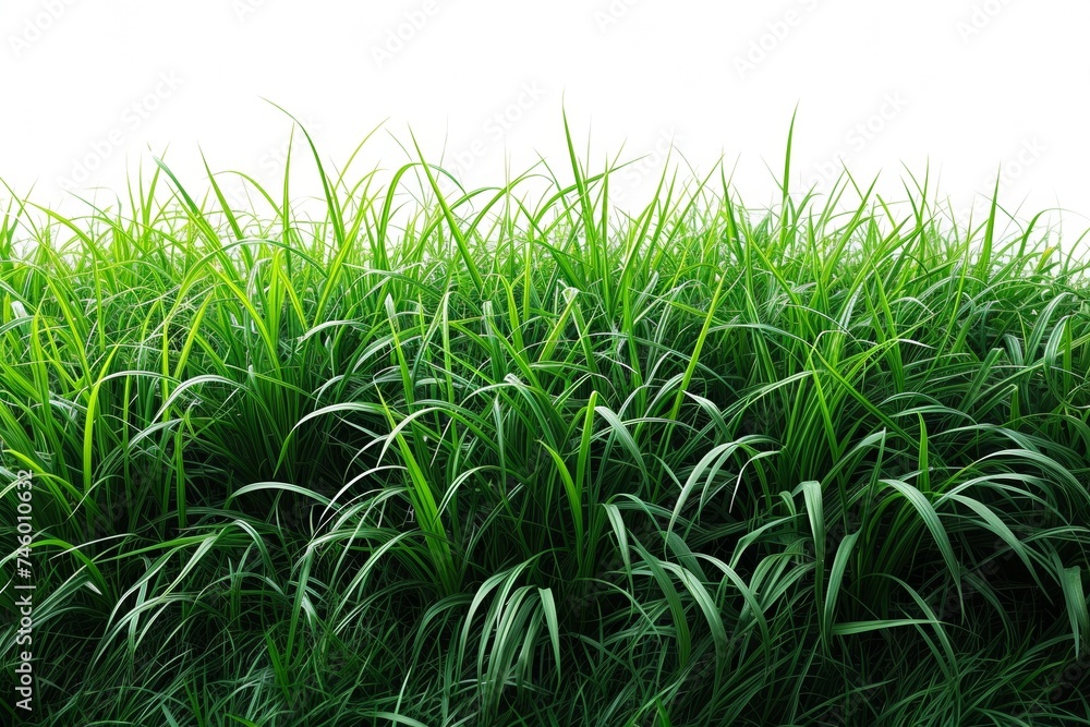 In the lush green fields isolated on white background, vibrant paddies flourish under the summer sun's glow. In the lush green fields isolated on white background, vibrant paddies flourish under the summer sun's glow.