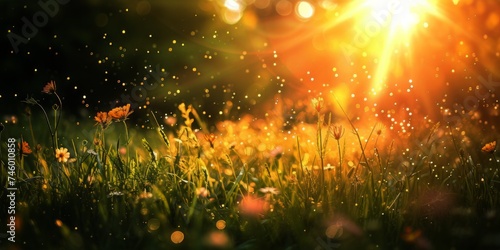 Bright Sun Shining Through Tall Grass