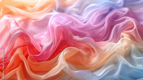 An image of 4D silk waves in pastel rainbow shade