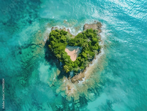 Aerial view of Caribbean Island in the Shape of a Heart